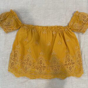 Off-Shoulder Crop Top - Mustard Yellow